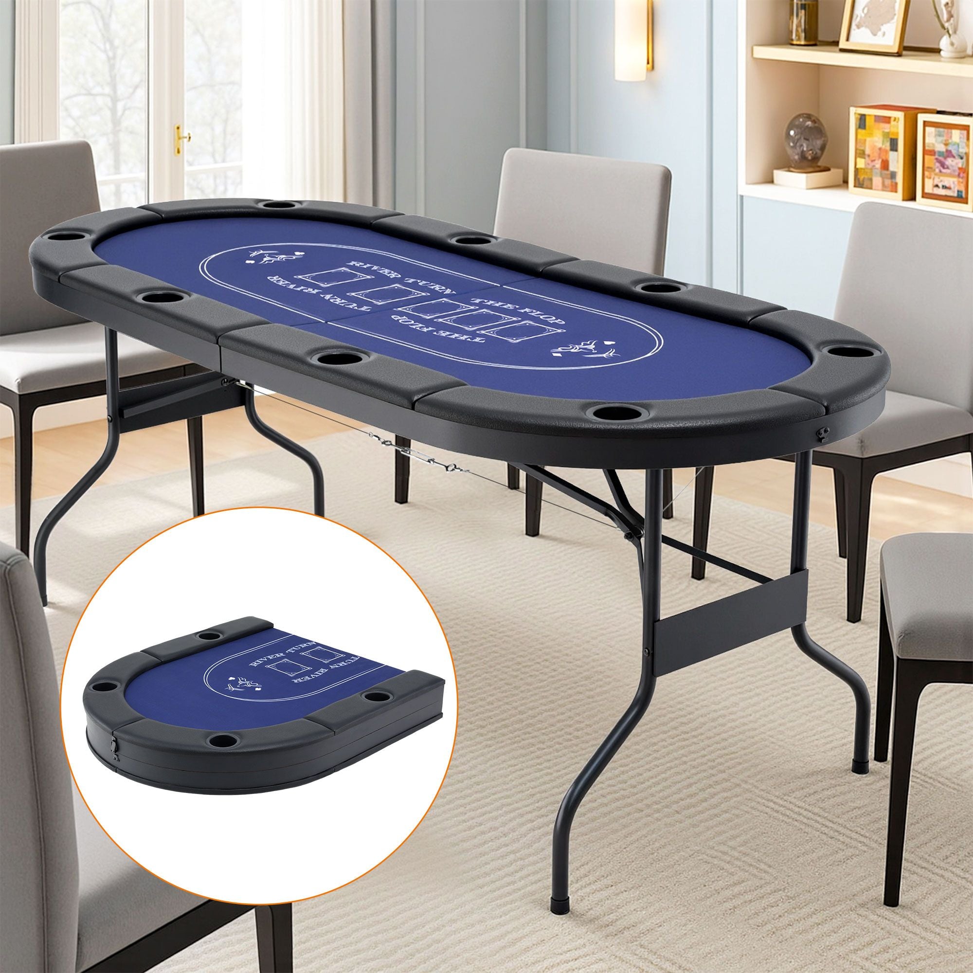 Poker Game Table Folding Poker Table 8 Player 1.8M 8-Player Table Top Cardboard