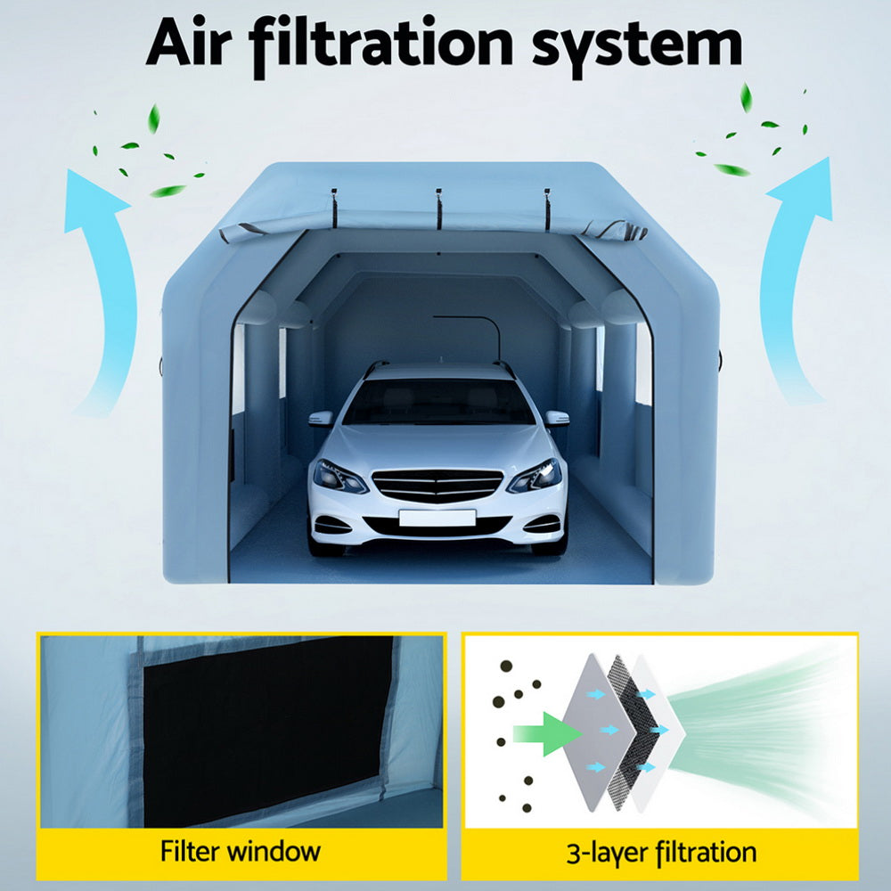 Giantz Inflatable Spray Booth 8.5X4.6M Car Paint Tent Filter System 2 Blowers