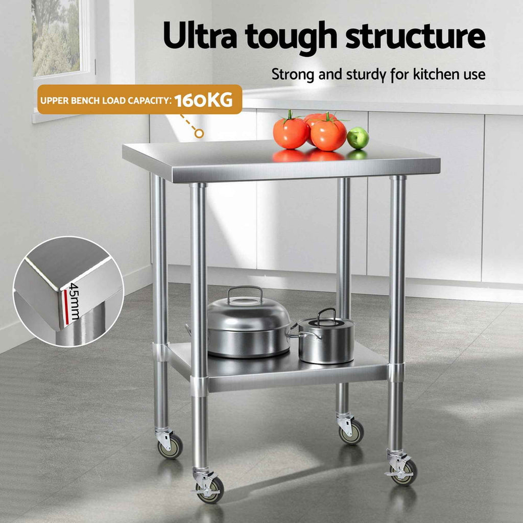 Cefito Stainless Steel Kitchen Bench w/ Splashback 760x610MM 430