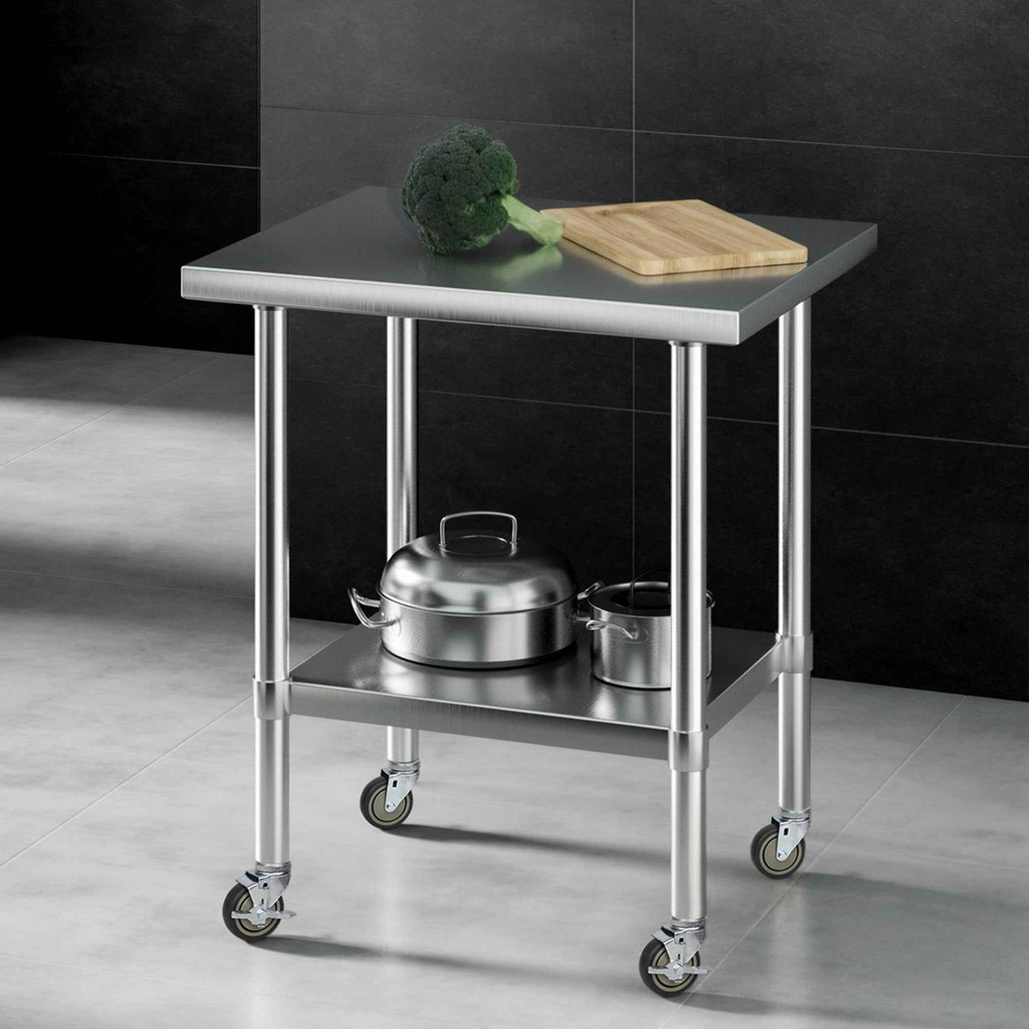 Cefito Stainless Steel Kitchen Bench w/ Splashback 760x610MM 430
