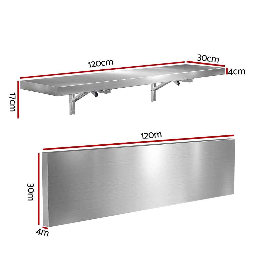 Cefito Commercial Stainless Steel Wall Shelf Kitchen Storage Rack 1200x300mm