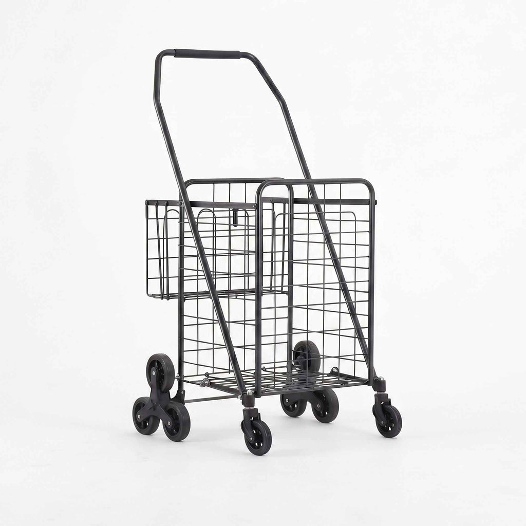 Emajin Shopping Trolley Cart Folding Aluminium Utility Cart Black