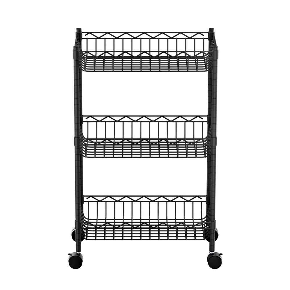 Artiss 3-Tier Shelving Unit Adjustable Garage Storage Kitchen Rack With Wheels