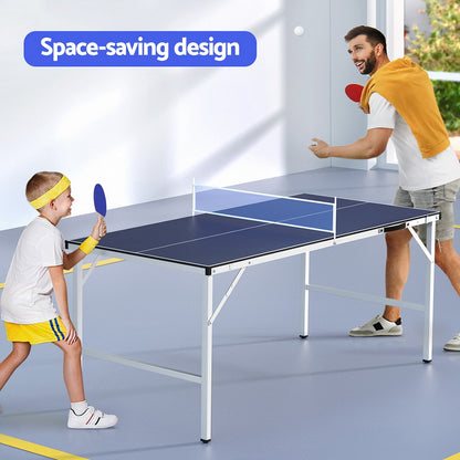 Mesa de ping pong Everfit, mesa de tenis de mesa plegable portátil para uso familiar, juego para el hogar y el interior