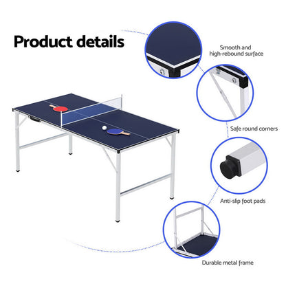 Mesa de ping pong Everfit, mesa de tenis de mesa plegable portátil para uso familiar, juego para el hogar y el interior