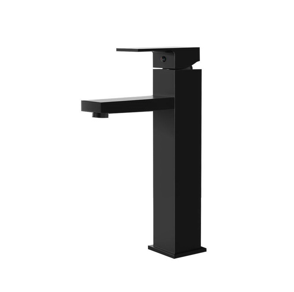Grifo mezclador para lavabo de baño Cefito, grifo alto cuadrado para tocador, lavadero, negro