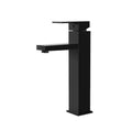 Grifo mezclador para lavabo de baño Cefito, grifo alto cuadrado para tocador, lavadero, negro