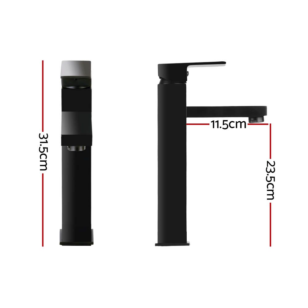 Grifo mezclador para lavabo de baño Cefito, grifo alto cuadrado para tocador, lavadero, negro