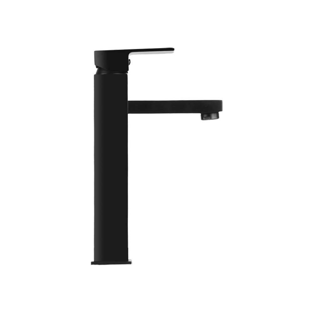 Grifo mezclador para lavabo de baño Cefito, grifo alto cuadrado para tocador, lavadero, negro
