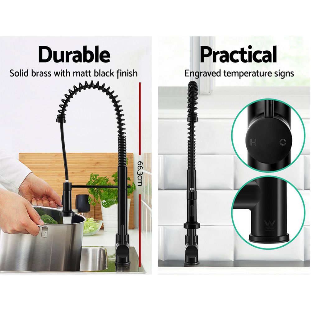 Grifo mezclador de cocina Cefito, extraíble, 2 modos, grifo para fregadero, lavabo, lavadero, color negro