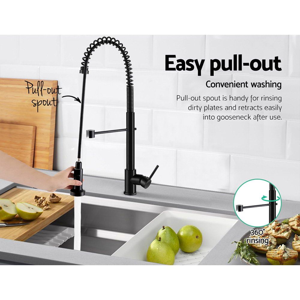 Grifo mezclador de cocina Cefito, extraíble, 2 modos, grifo para fregadero, lavabo, lavadero, color negro