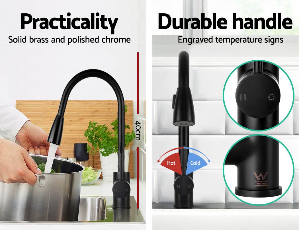 Grifo mezclador de cocina Cefito extraíble de 2 modos, grifo para fregadero, lavabo, lavadero, color negro