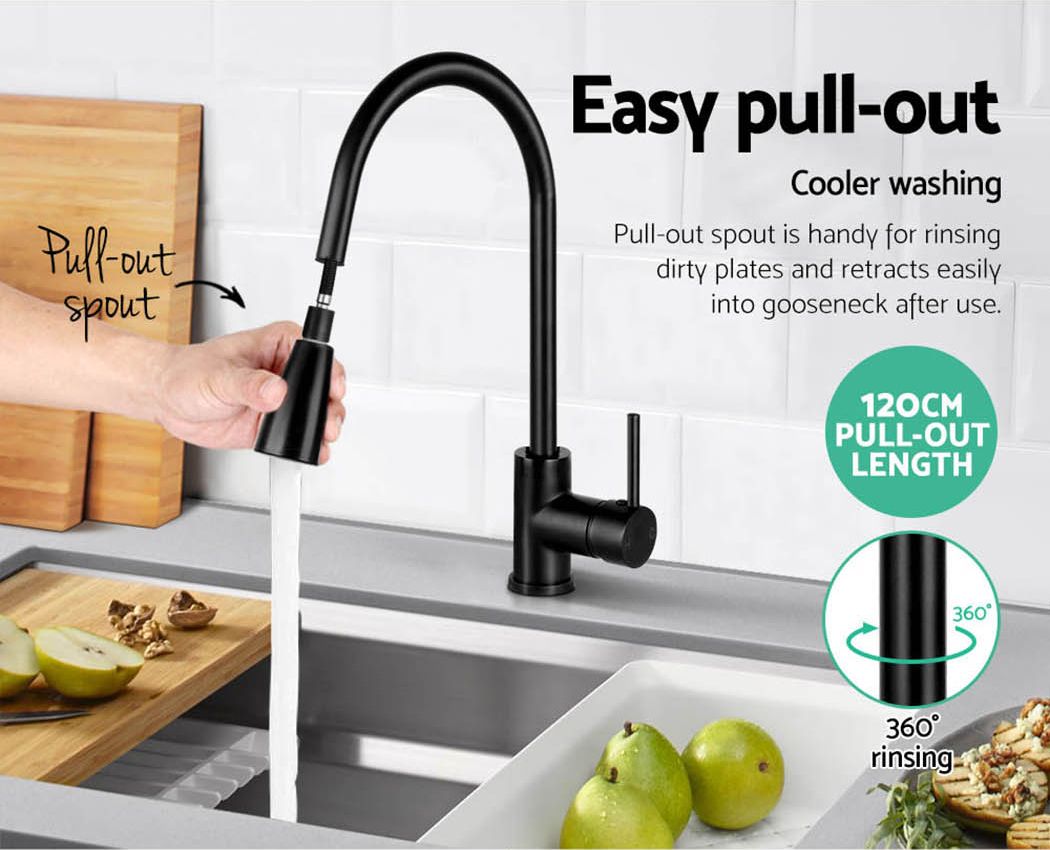 Grifo mezclador de cocina Cefito extraíble de 2 modos, grifo para fregadero, lavabo, lavadero, color negro
