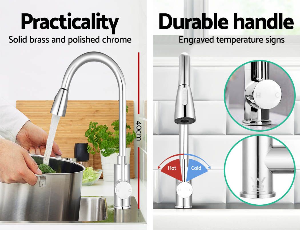 Grifo mezclador de cocina Cefito extraíble de 2 modos, grifo para fregadero, lavabo, lavadero, cromado