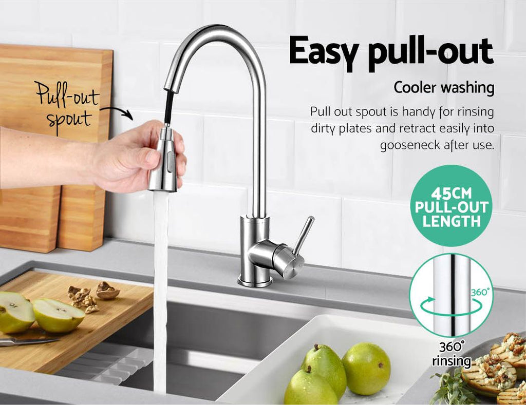Grifo mezclador de cocina Cefito extraíble de 2 modos, grifo para fregadero, lavabo, lavadero, cromado