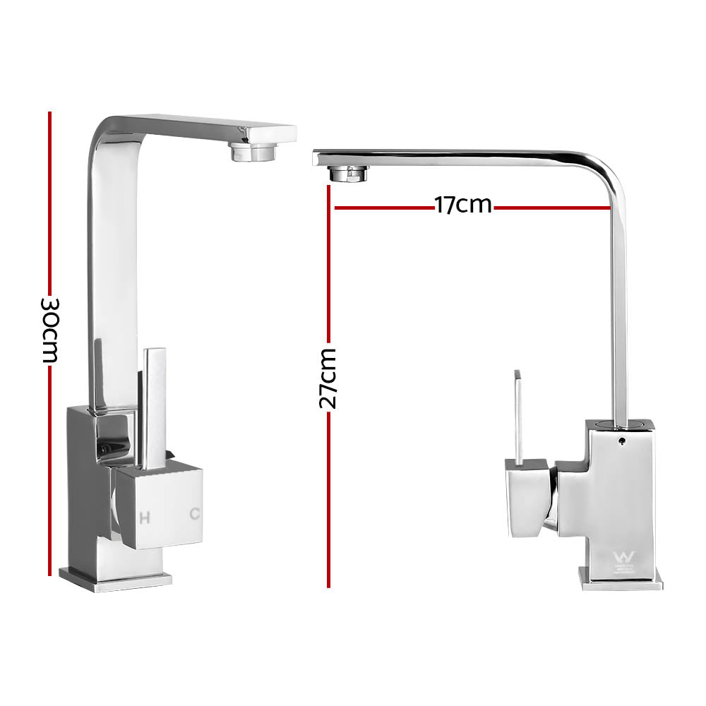 Grifo mezclador de cocina Cefito, grifo mezclador cuadrado para fregadero, lavabo, lavadero, cromo