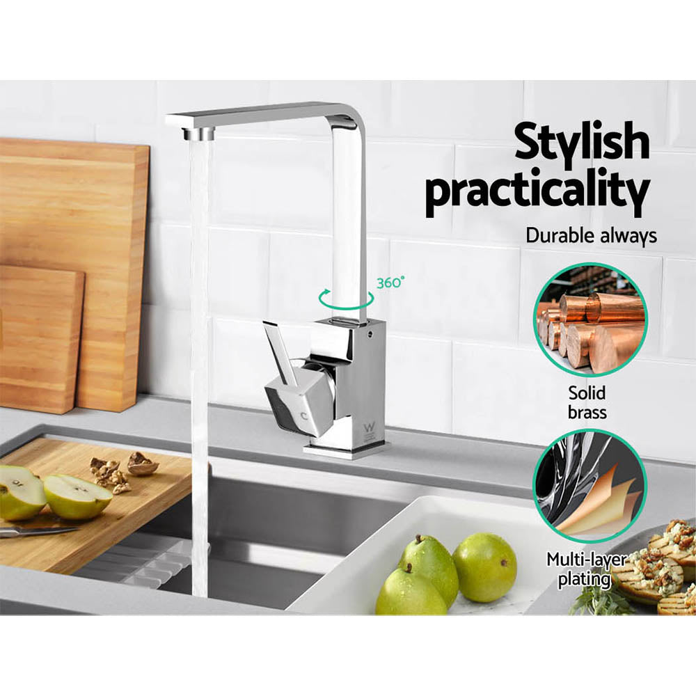 Grifo mezclador de cocina Cefito, grifo mezclador cuadrado para fregadero, lavabo, lavadero, cromo