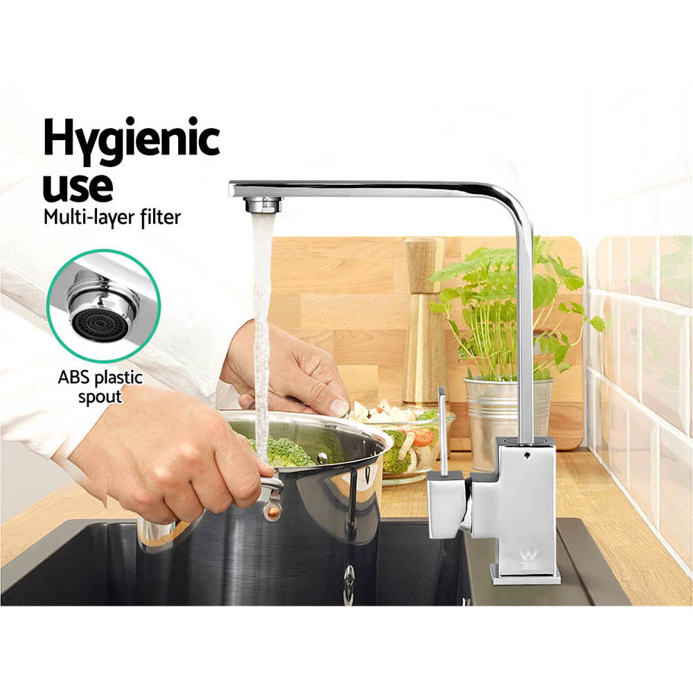 Grifo mezclador de cocina Cefito, grifo mezclador cuadrado para fregadero, lavabo, lavadero, cromo
