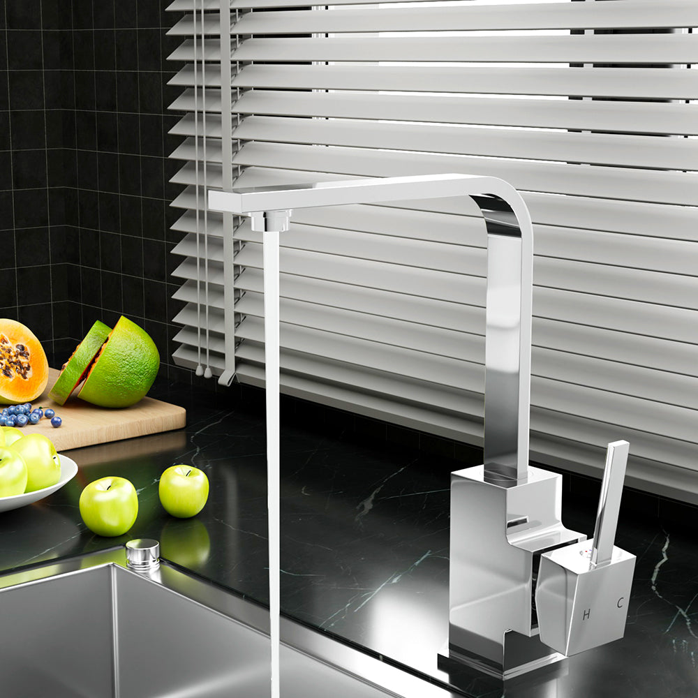 Grifo mezclador de cocina Cefito, grifo mezclador cuadrado para fregadero, lavabo, lavadero, cromo