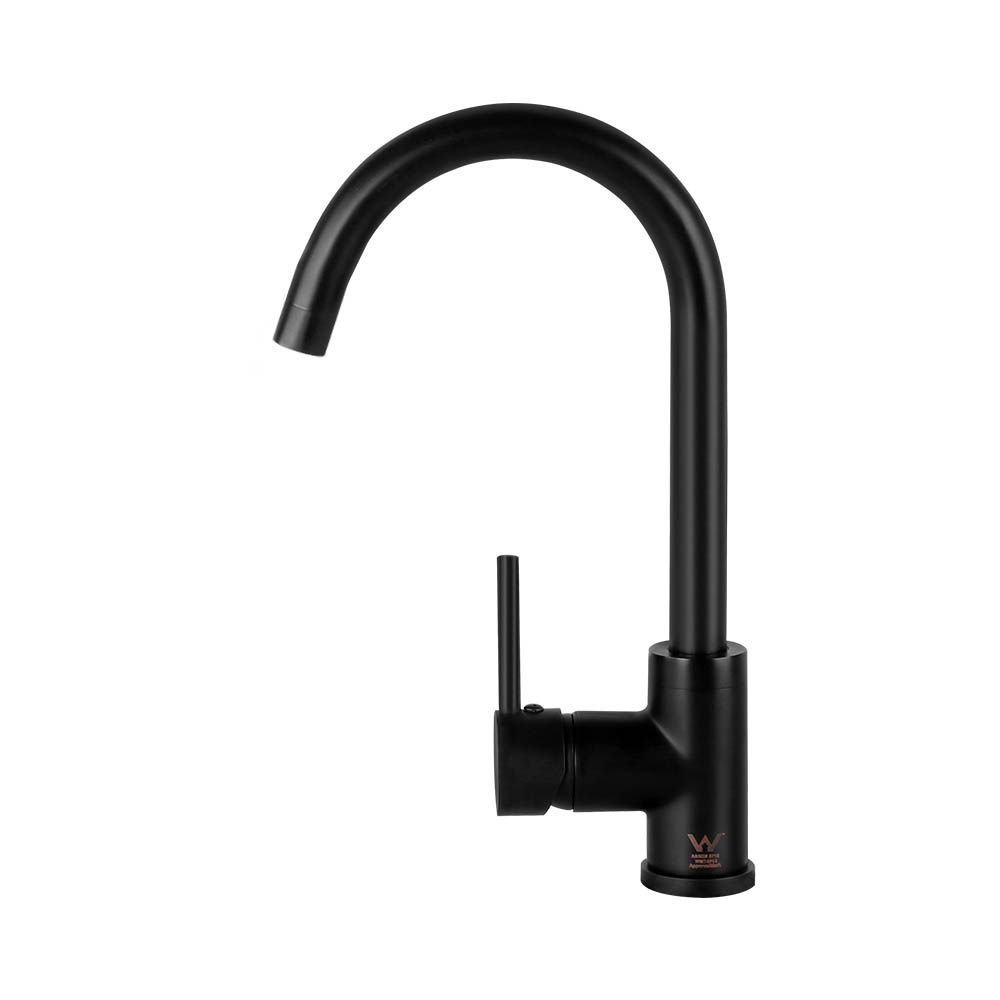 Grifo mezclador de cocina Cefito, grifo mezclador redondo para fregadero, lavabo, lavadero, negro