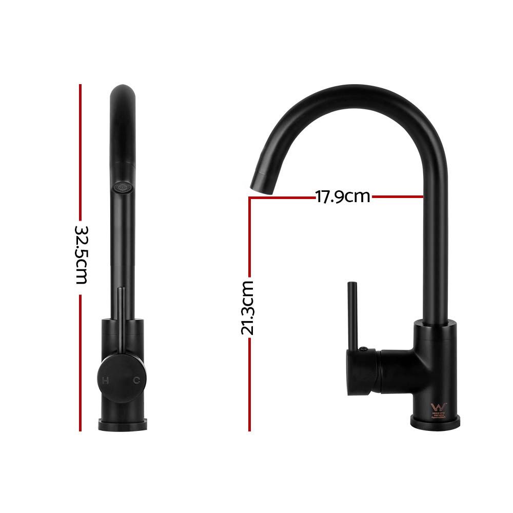 Grifo mezclador de cocina Cefito, grifo mezclador redondo para fregadero, lavabo, lavadero, negro