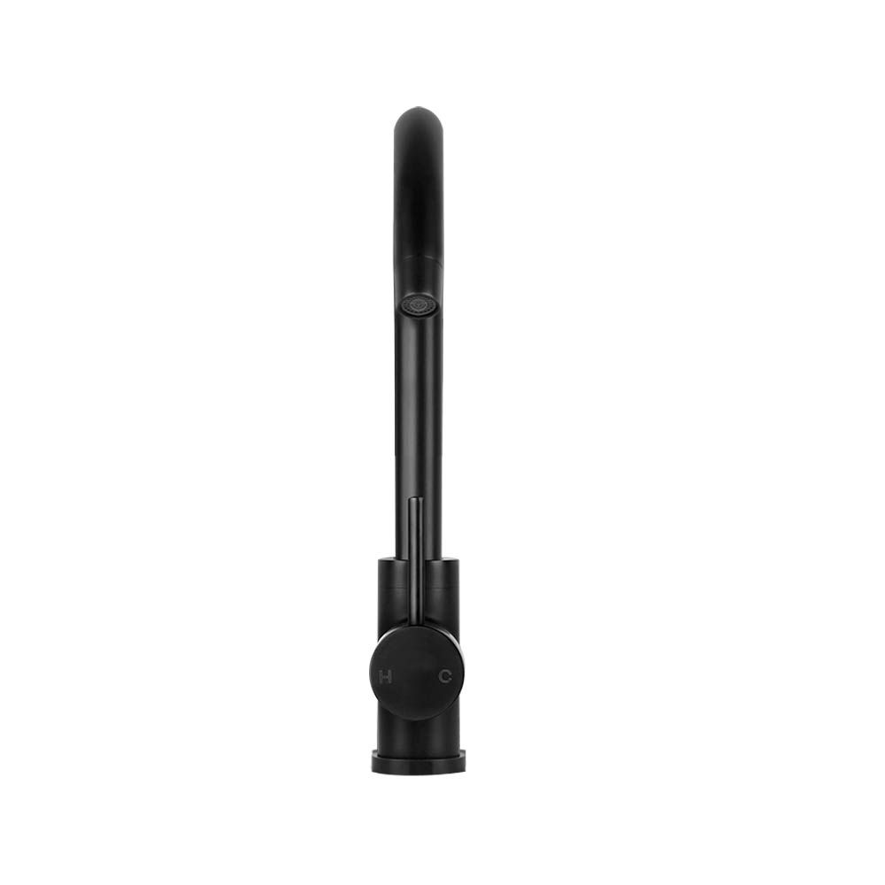 Grifo mezclador de cocina Cefito, grifo mezclador redondo para fregadero, lavabo, lavadero, negro