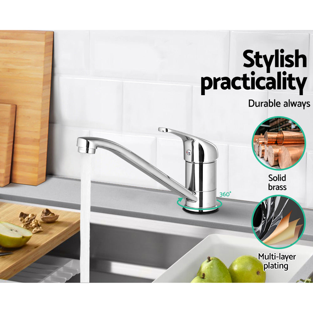 Grifo mezclador de cocina Cefito, grifo mezclador de caño largo para fregadero, lavabo, lavadero, cromado