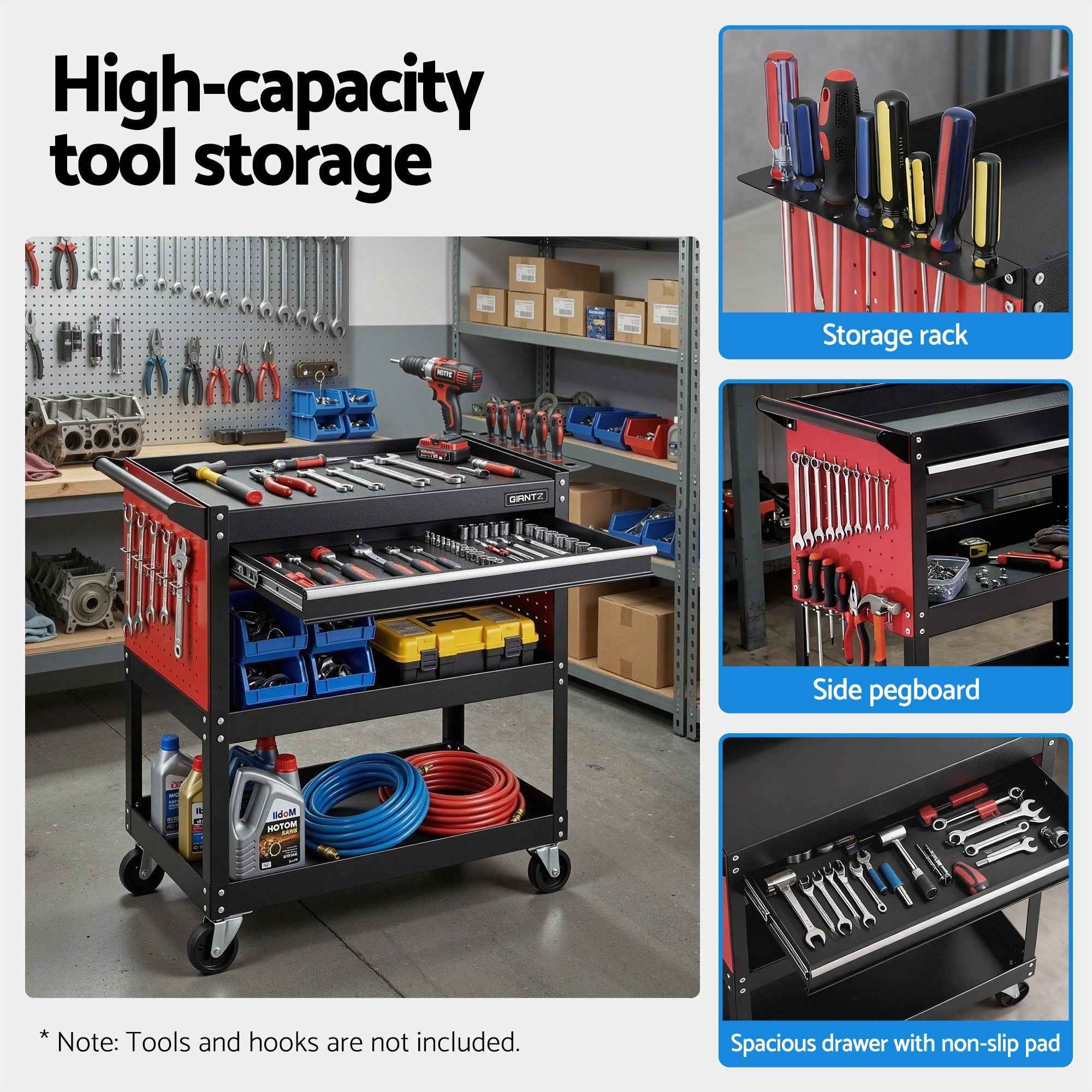 Giantz Tool Trolley Cart Rolling Cabinet with Drawer Workshop Garage Storage