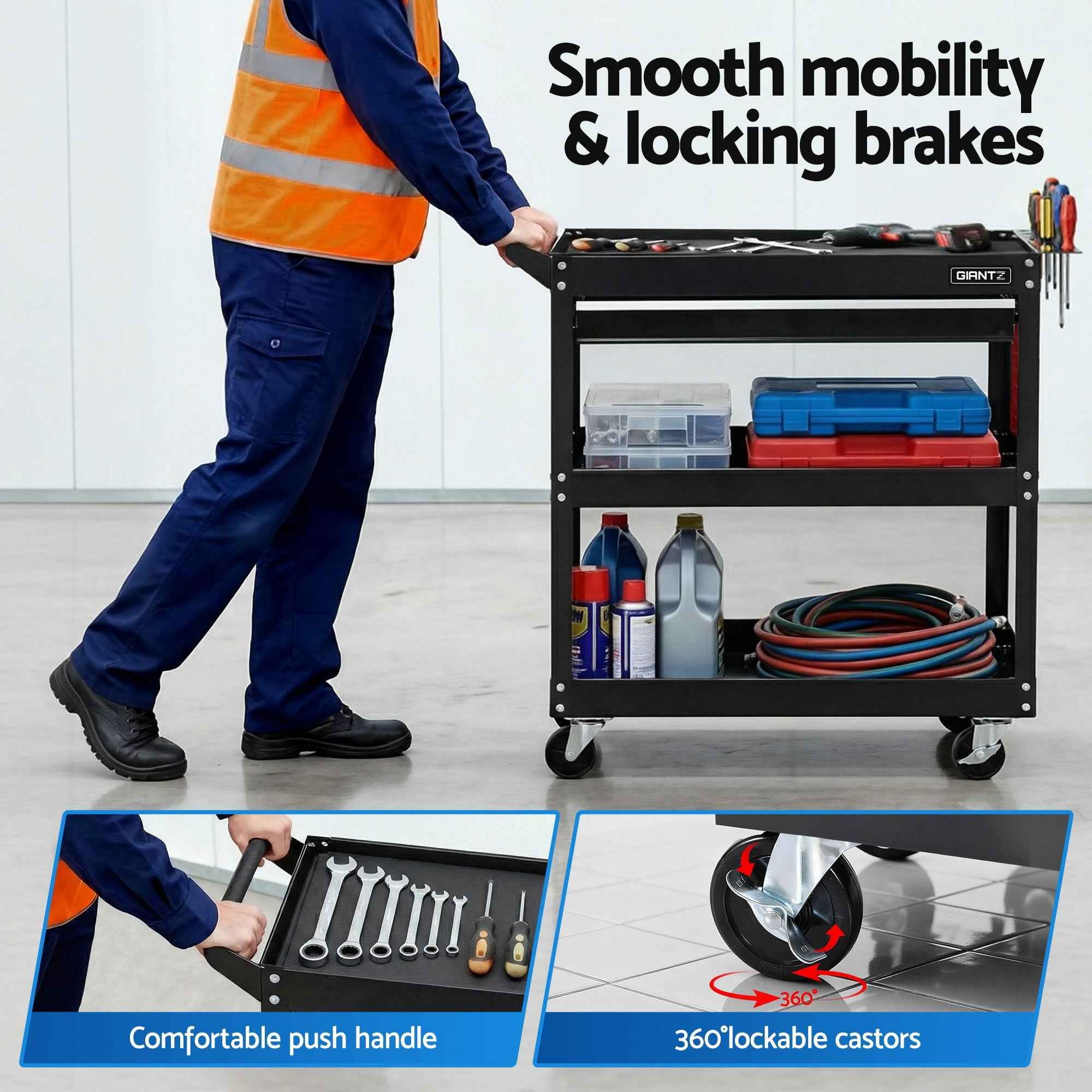 Giantz Tool Trolley Cart Rolling Cabinet with Drawer Workshop Garage Storage