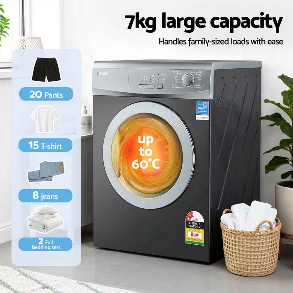 Devanti 7kg Tumble Dryer Vented 15 Auto Programs - Grey