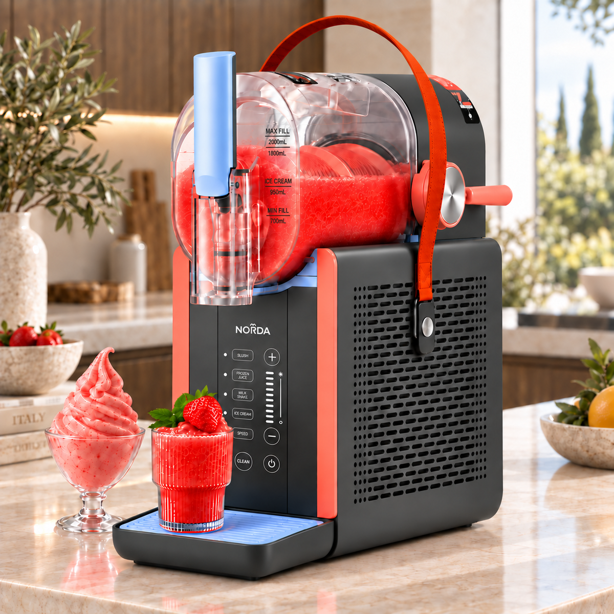 NORDA 2L Slushie Machine Frozen Drink Maker Ice Cream Maker Countertop Grey