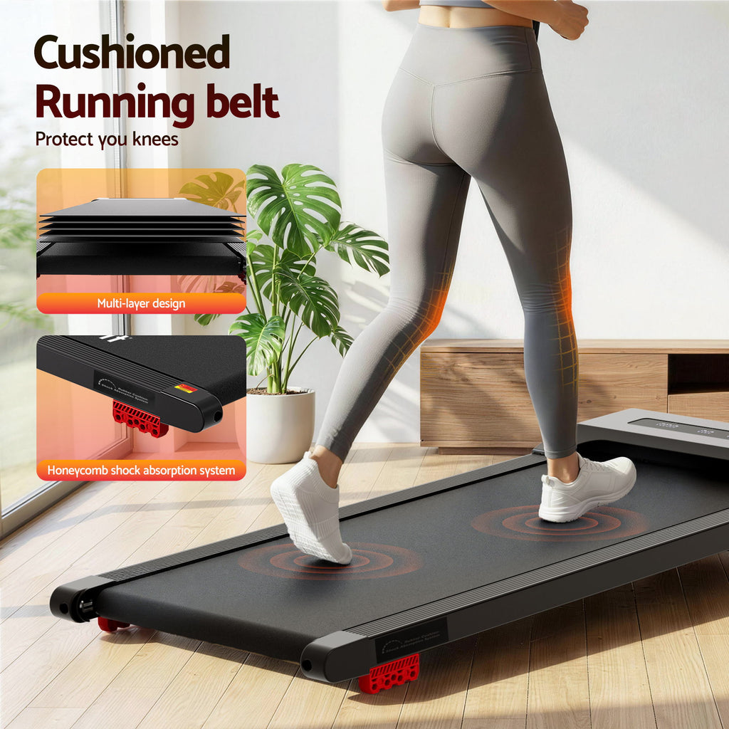 Everfit Treadmill Electric Walking Pad Incline Under Desk Home Gym 380mm Black