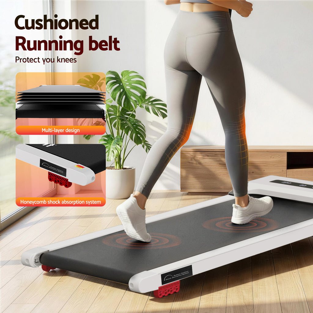 Everfit Treadmill Electric Walking Pad Incline Under Desk Home Gym 380mm White