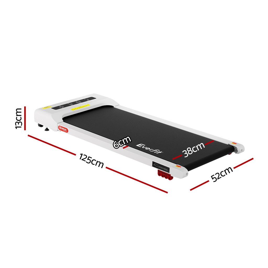 Everfit Treadmill Electric Walking Pad Incline Under Desk Home Gym 380mm White