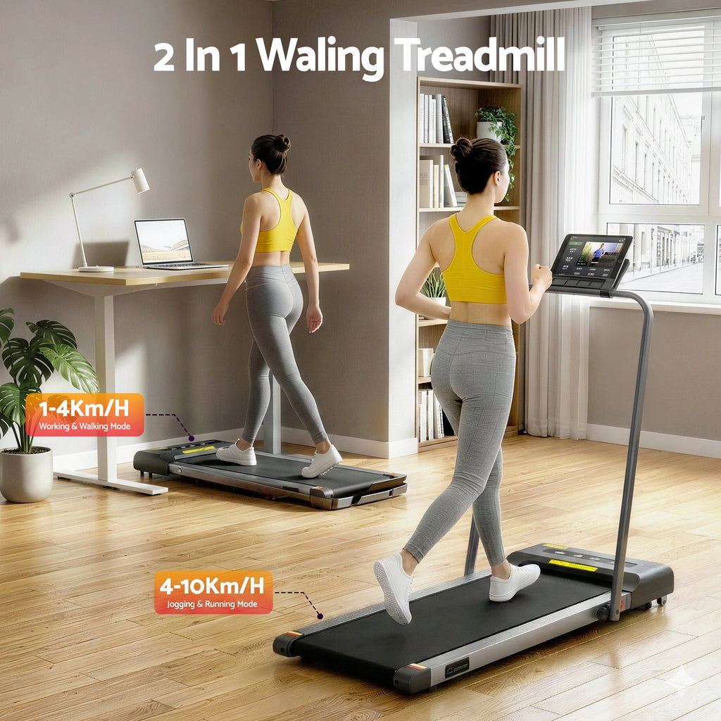 Cinta de correr eléctrica Everfit para debajo del escritorio, para gimnasio en casa, fitness, 380 mm, color gris