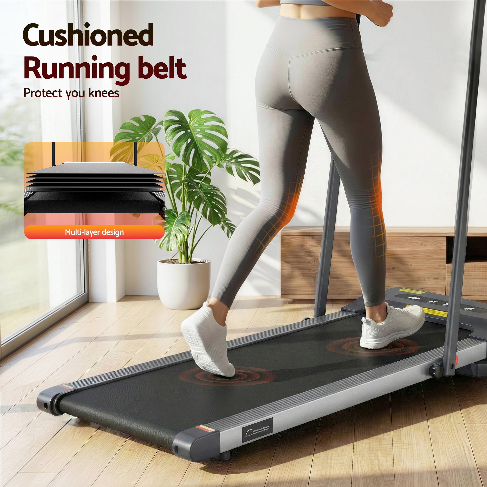 Cinta de correr eléctrica Everfit para debajo del escritorio, para gimnasio en casa, fitness, 380 mm, color gris