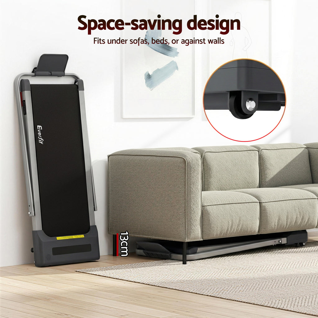 Cinta de correr eléctrica Everfit para debajo del escritorio, para gimnasio en casa, fitness, 380 mm, color gris