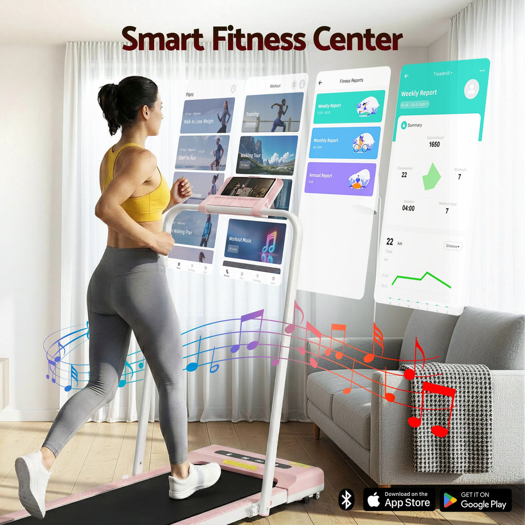 Cinta de correr eléctrica Everfit para debajo del escritorio, para gimnasio en casa, fitness, 380 mm, color rosa