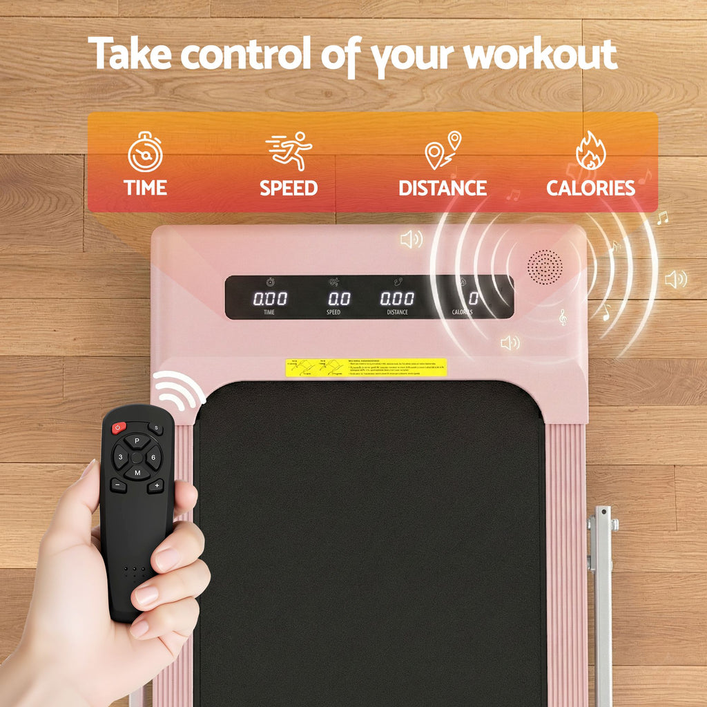 Cinta de correr eléctrica Everfit para debajo del escritorio, para gimnasio en casa, fitness, 380 mm, color rosa