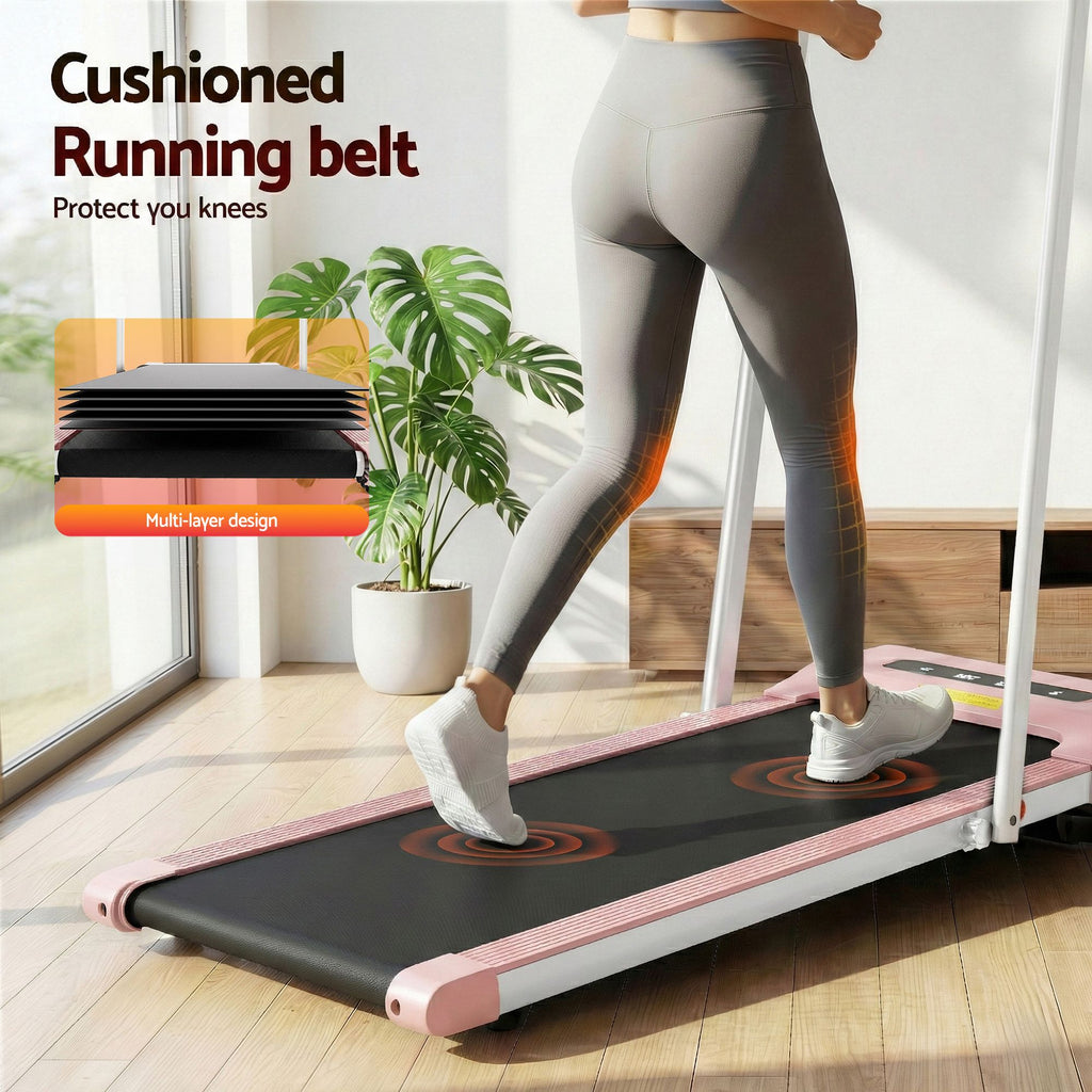 Cinta de correr eléctrica Everfit para debajo del escritorio, para gimnasio en casa, fitness, 380 mm, color rosa