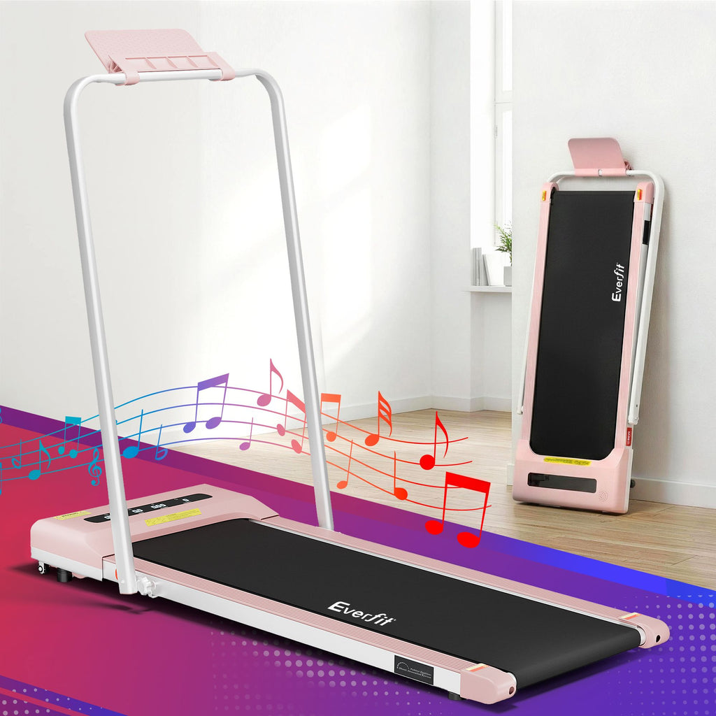 Cinta de correr eléctrica Everfit para debajo del escritorio, para gimnasio en casa, fitness, 380 mm, color rosa