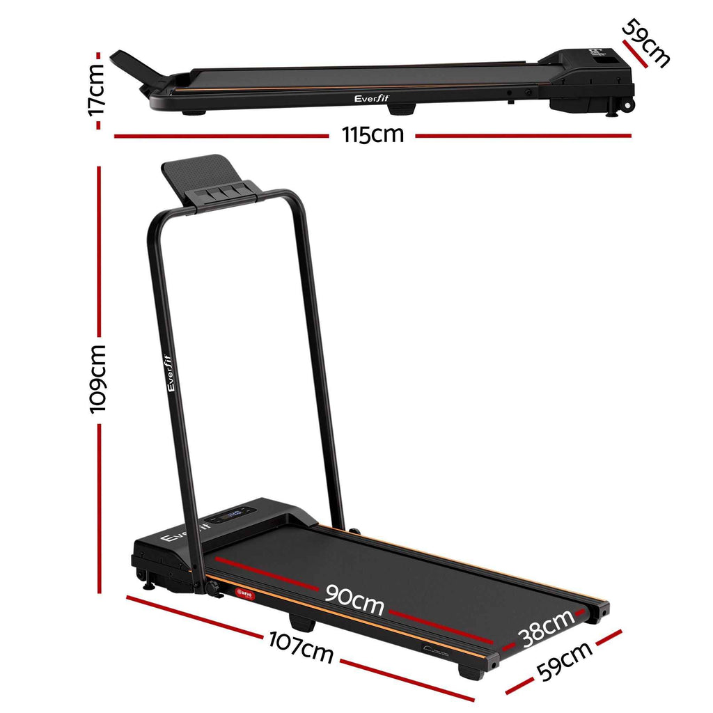 Everfit 3 in 1 Walking Pad Treadmill 12% Incline Foldable Under Desk Treadmills for Home Gym With 38cm Wide Belt Black