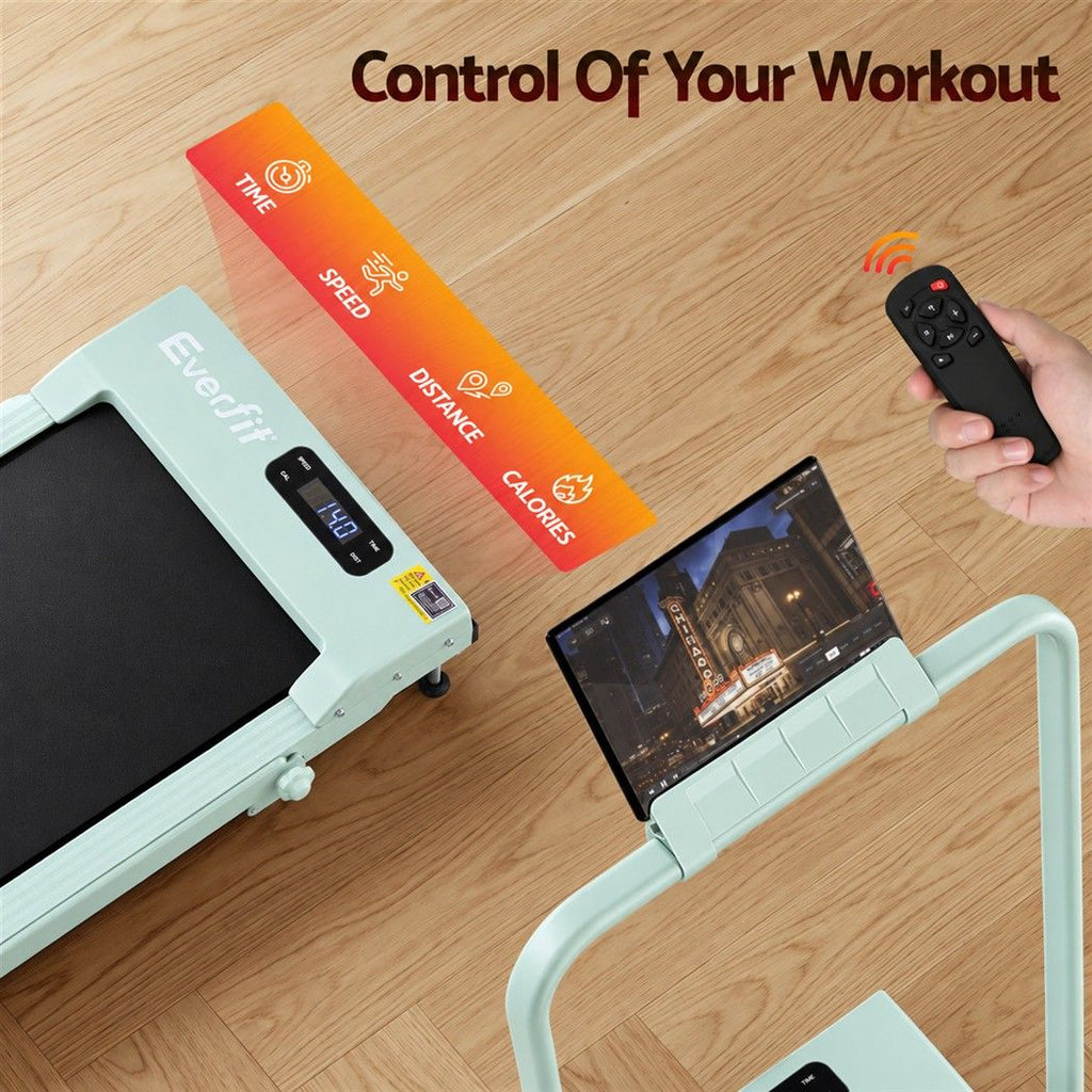 Everfit 3 in 1 Walking Pad Treadmill 12% Incline Foldable Under Desk Treadmills for Home 38cm Green