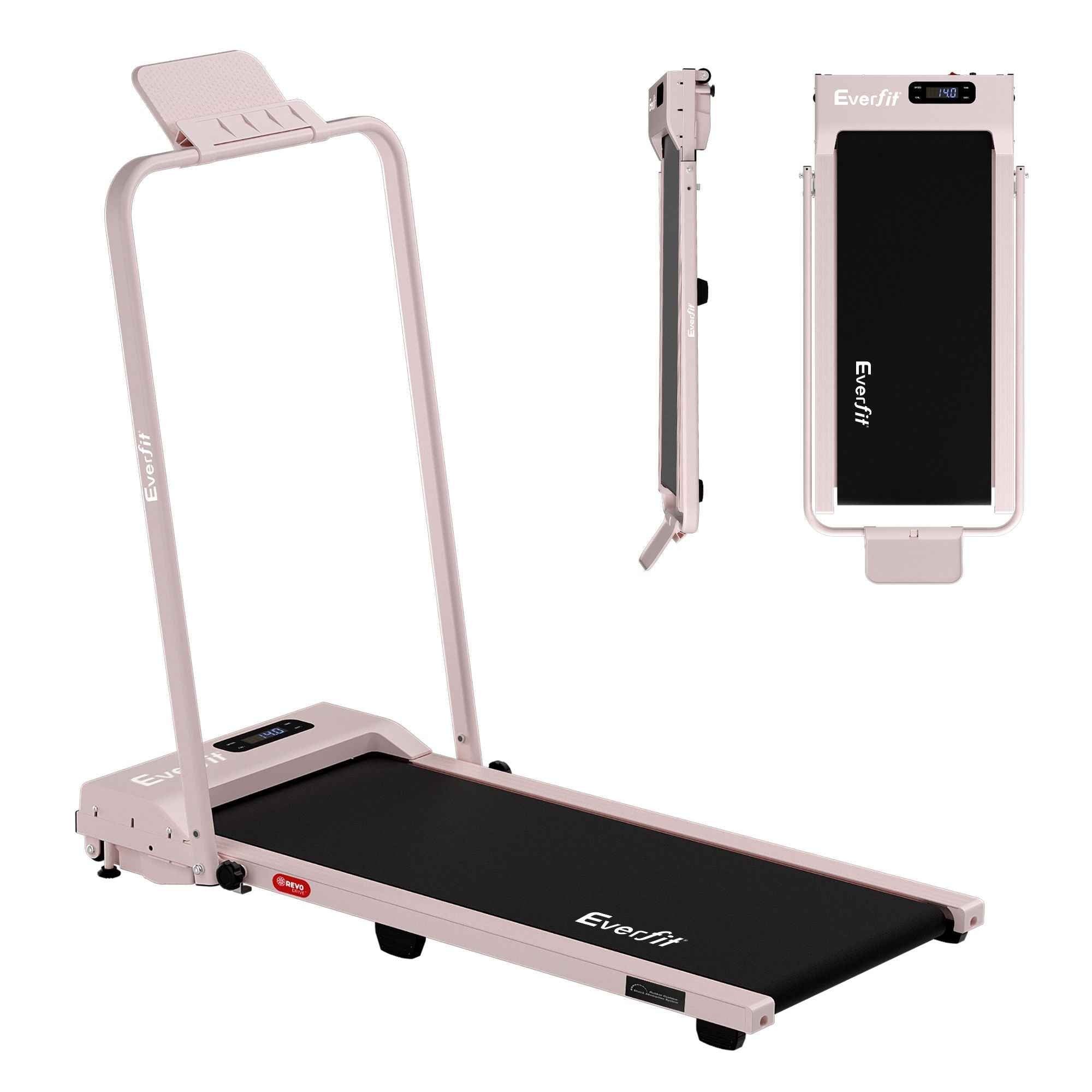 Everfit 3 in 1 Walking Pad Treadmill 12% Incline Foldable Under Desk Treadmills for Home Gym With 38cm Wide Belt Pink