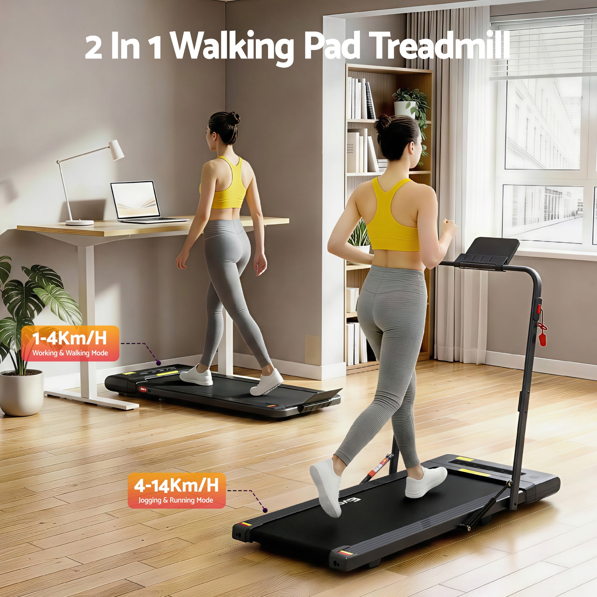 Cinta de correr eléctrica Everfit para caminar debajo del escritorio, gimnasio en casa, fitness, 400 mm, color negro