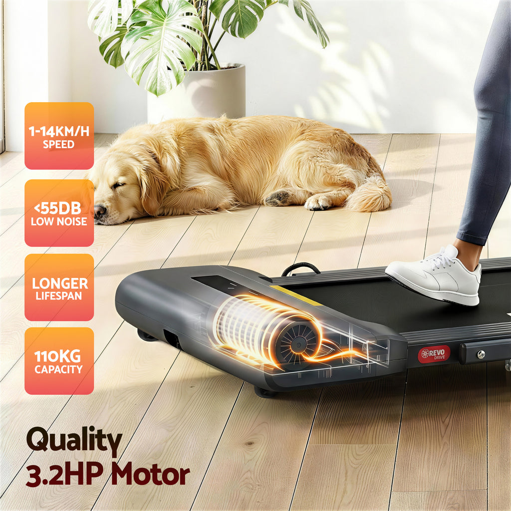 Cinta de correr eléctrica Everfit para caminar debajo del escritorio, gimnasio en casa, fitness, 400 mm, color negro