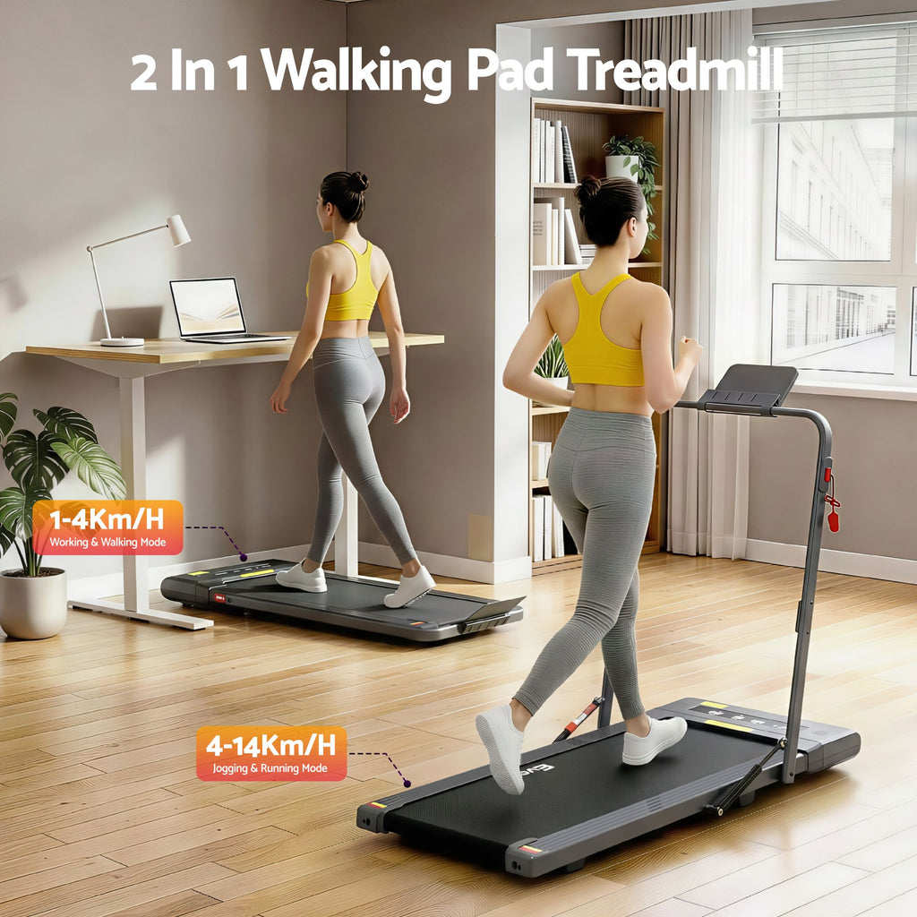 Cinta de correr eléctrica Everfit para debajo del escritorio, para gimnasio en casa, fitness, 400 mm, color gris