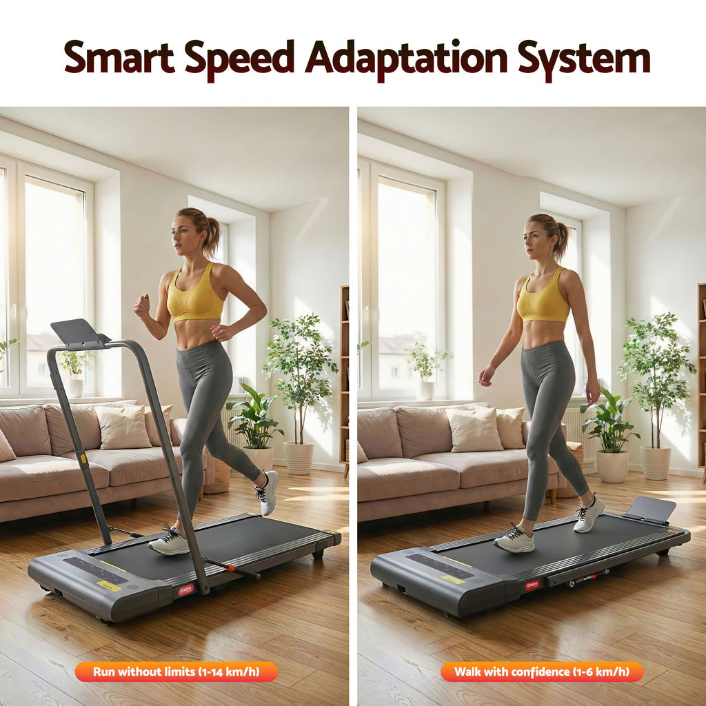 Cinta de correr eléctrica Everfit para debajo del escritorio, para gimnasio en casa, fitness, 400 mm, color gris