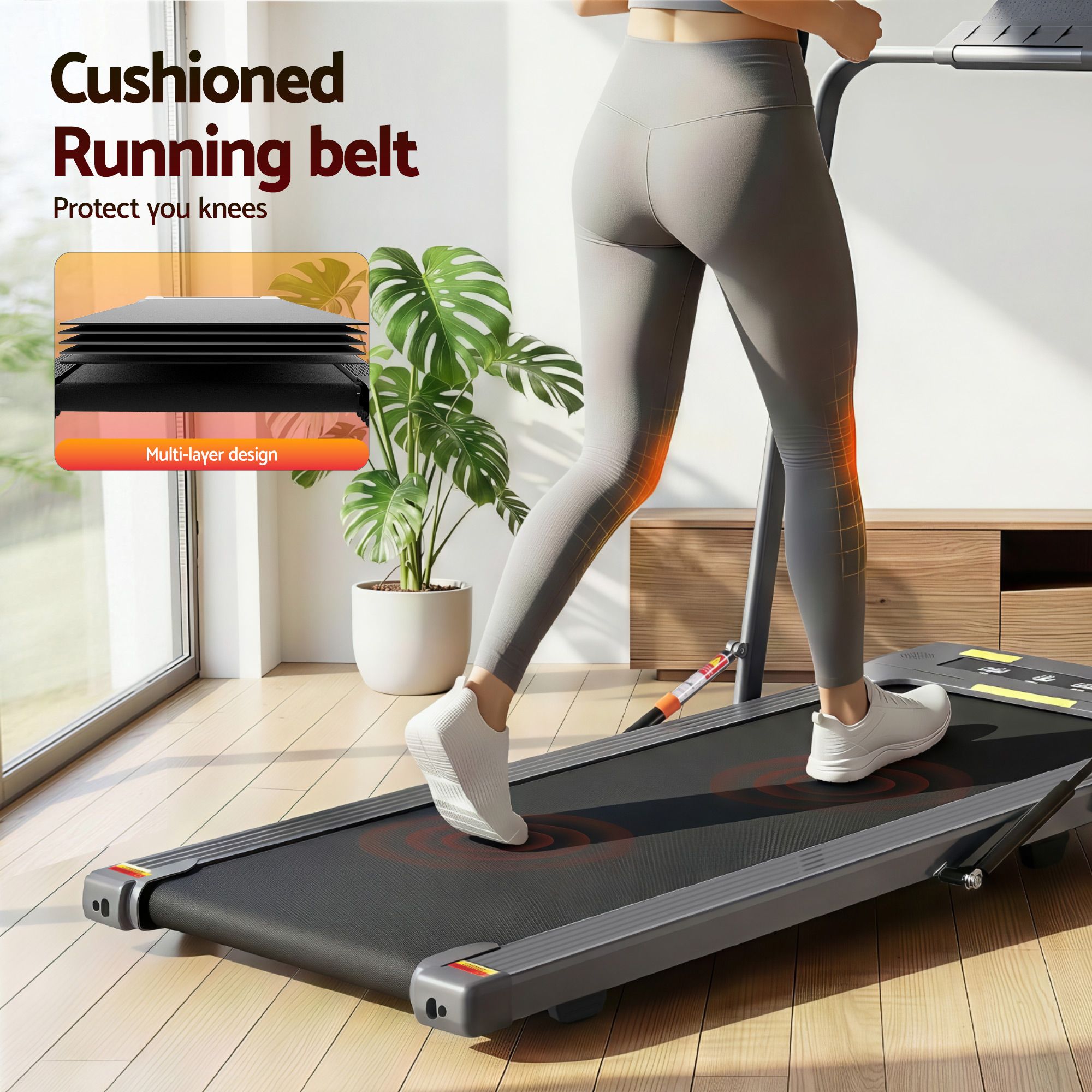 Cinta de correr eléctrica Everfit para debajo del escritorio, para gimnasio en casa, fitness, 400 mm, color gris