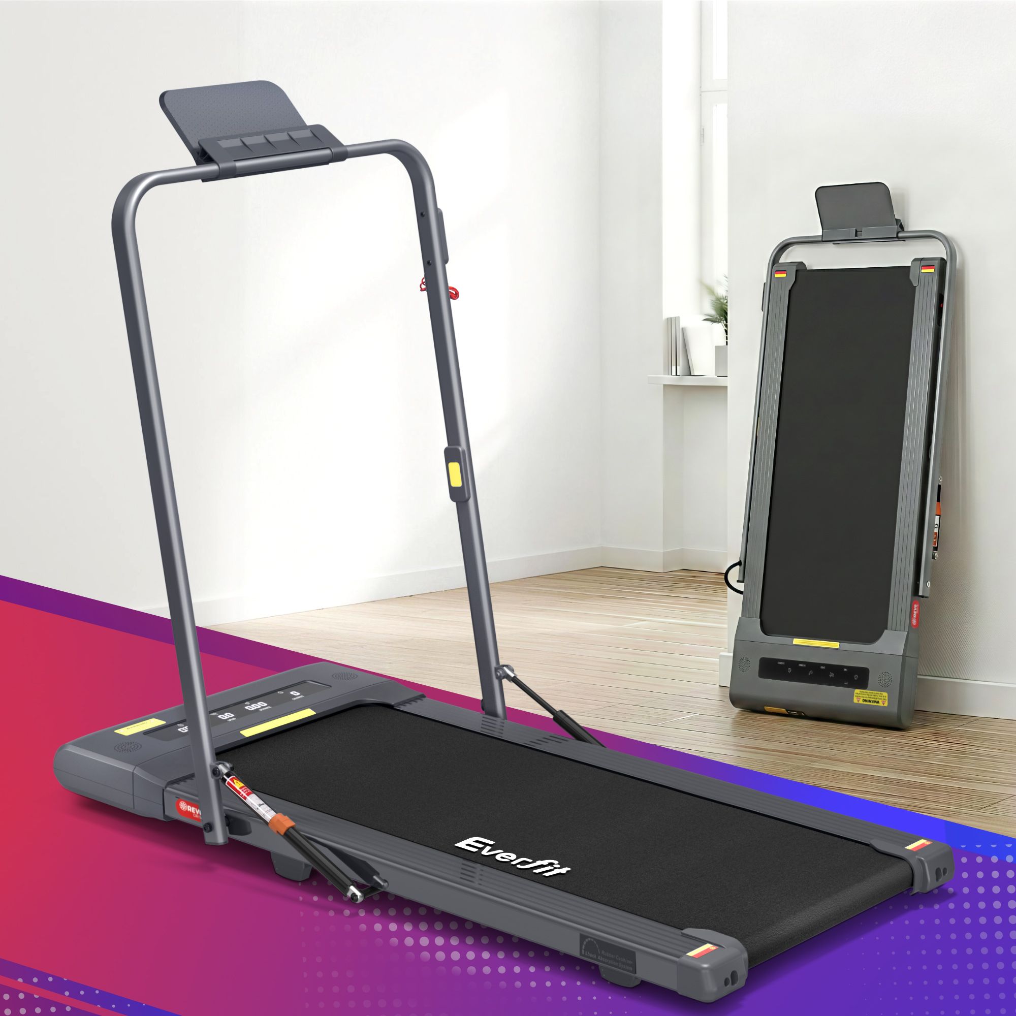 Cinta de correr eléctrica Everfit para debajo del escritorio, para gimnasio en casa, fitness, 400 mm, color gris